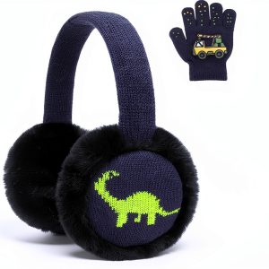 Kids Dinosaur Earmuffs by Pavo Warm Plush Design-0