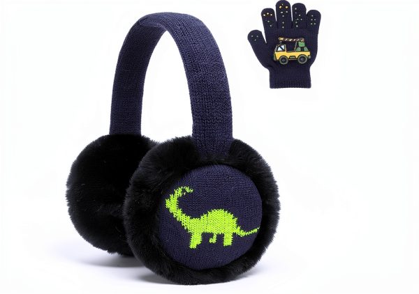 Kids Dinosaur Earmuffs by Pavo Warm Plush Design-0