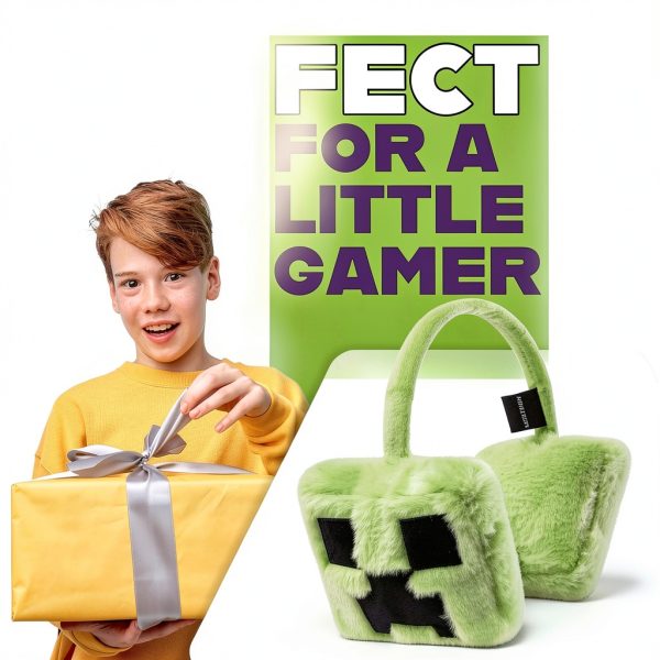 Minecraft Kids Earmuffs Fluffy Creeper Design One Size Warm Headband-1