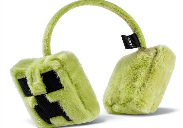 Minecraft Kids Earmuffs Fluffy Creeper Design One Size Warm Headband-0