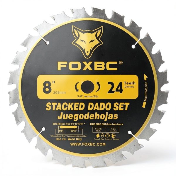 FOXBC 8" Carbide Stacking Dado Blade Set for SawStop, Jet, Dewalt, Bosch Saw - 14 Pieces-3