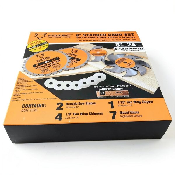 FOXBC 8" Carbide Stacking Dado Blade Set for SawStop, Jet, Dewalt, Bosch Saw - 14 Pieces-7