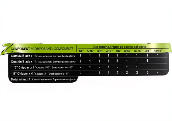 The Mibro Group 416381 Carbide Stacking Dado Blade Set - 14 Pieces, Silver, 8"-2