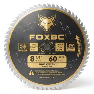 8-1/4 Inch Table Saw Blade FOXBC 60 Tooth Ultra Thin Kerf 5/8" Arbor-0