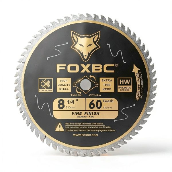 8-1/4 Inch Table Saw Blade FOXBC 60 Tooth Ultra Thin Kerf 5/8" Arbor-1